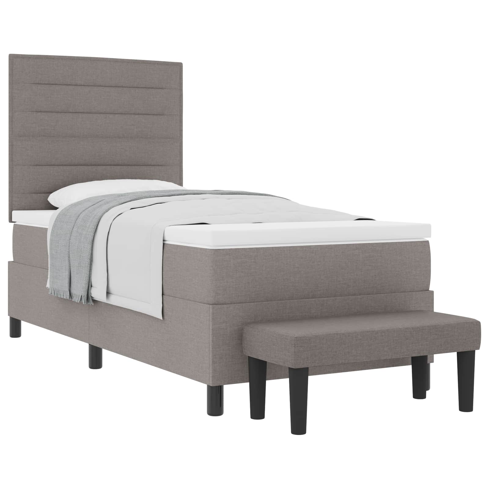 Κρεβάτι με ελατήρια με στρώμα Taupe 100 x 200 cm ύφασμα - Pakobazaar