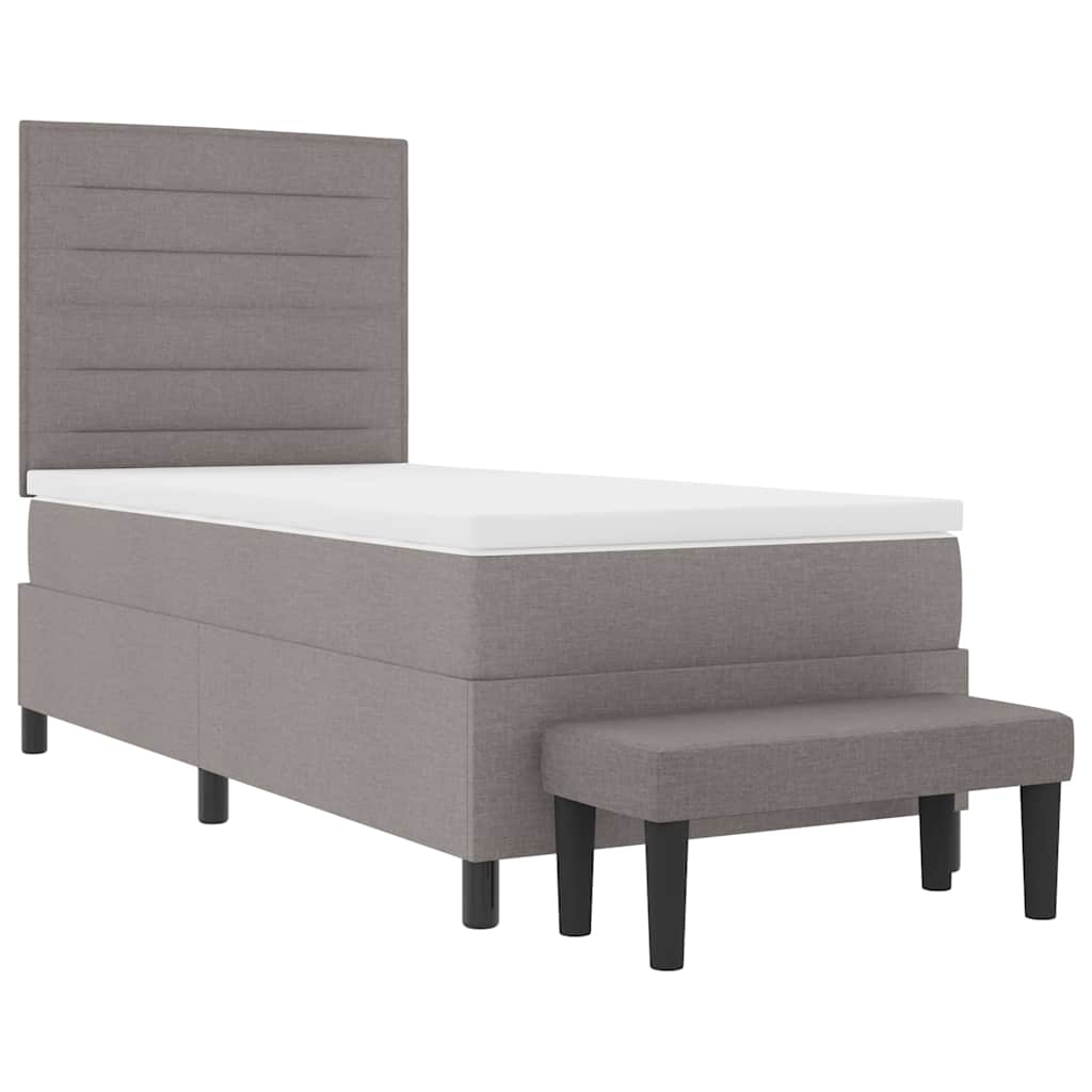 Κρεβάτι με ελατήρια με στρώμα Taupe 100 x 200 cm ύφασμα - Pakobazaar