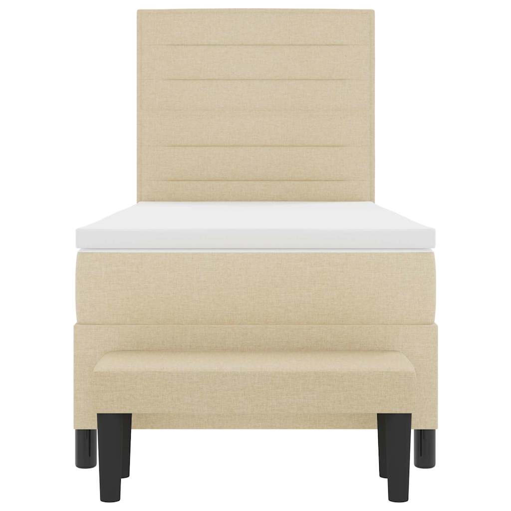 Κρεβάτι με ελατήρια με στρώμα Κρεμ 100 x 200 cm ύφασμα - Pakobazaar