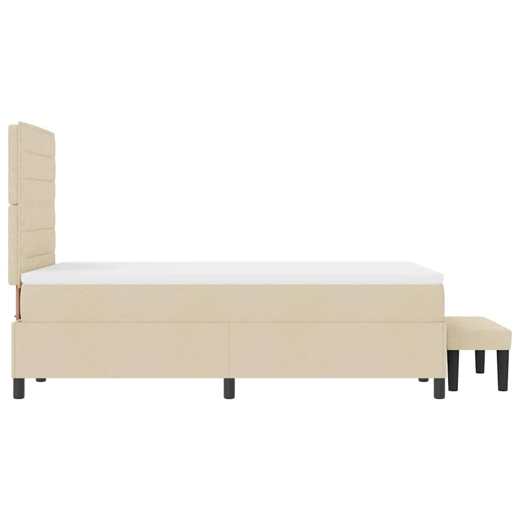 Κρεβάτι με ελατήρια με στρώμα Κρεμ 120 x 190 cm ύφασμα - Pakobazaar