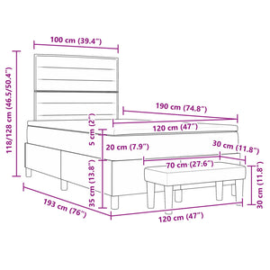 Κρεβάτι με ελατήρια με κεφαλάρι Μπλε 120 x 190 cm ύφασμα