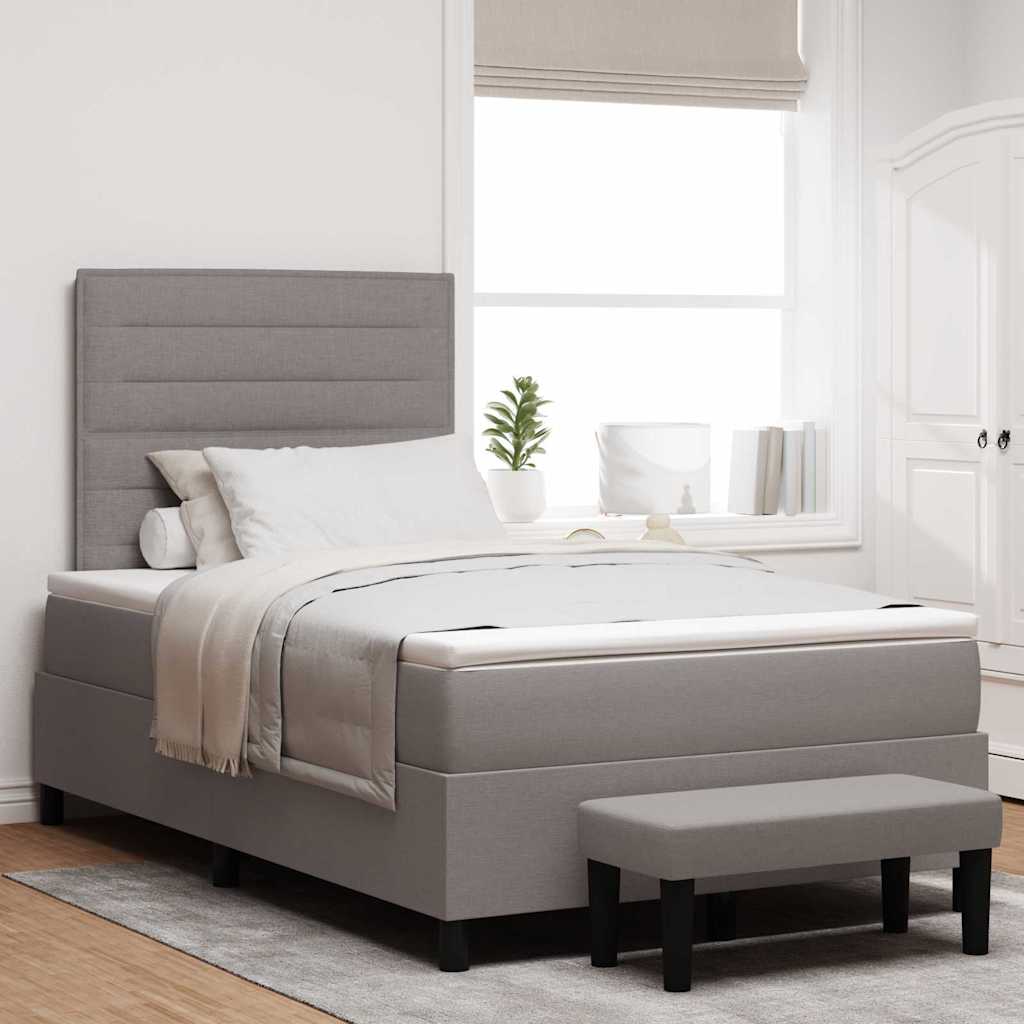 Κρεβάτι με ελατήρια με κεφαλάρι Taupe 120 x 200 cm ύφασμα - Pakobazaar