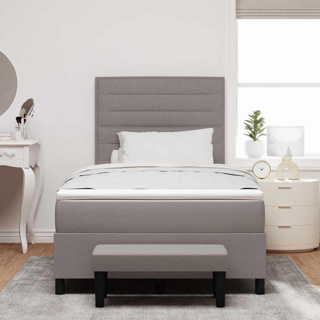 Κρεβάτι με ελατήρια με κεφαλάρι Taupe 120 x 200 cm ύφασμα - Pakobazaar