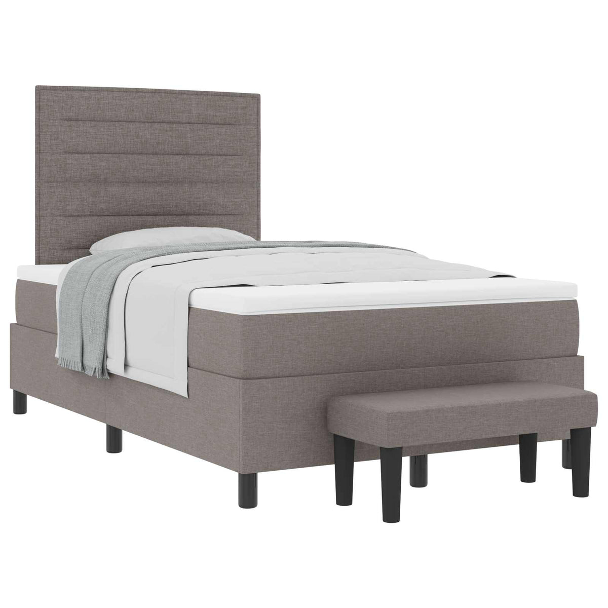 Κρεβάτι με ελατήρια με κεφαλάρι Taupe 120 x 200 cm ύφασμα - Pakobazaar