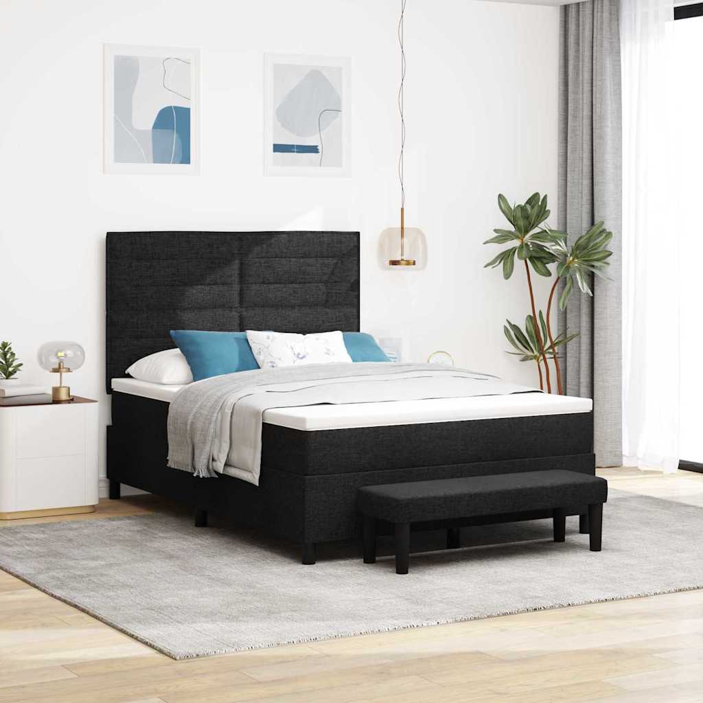 Κρεβάτι με ελατήρια με στρώμα Μαύρο 140 x 190 cm ύφασμα - Pakobazaar