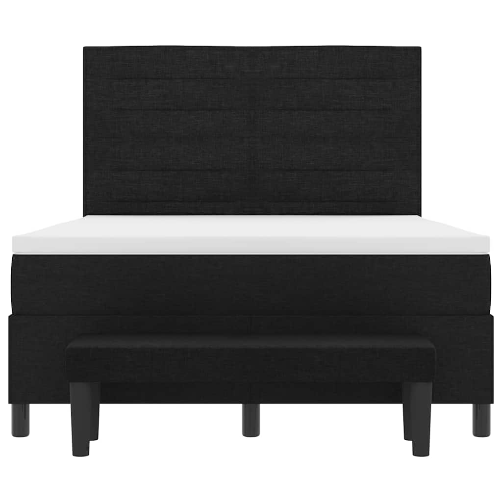 Κρεβάτι με ελατήρια με στρώμα Μαύρο 140 x 190 cm ύφασμα - Pakobazaar