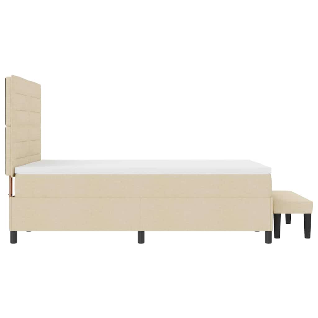 Κρεβάτι με ελατήρια με στρώμα Κρεμ 140 x 190 cm ύφασμα - Pakobazaar