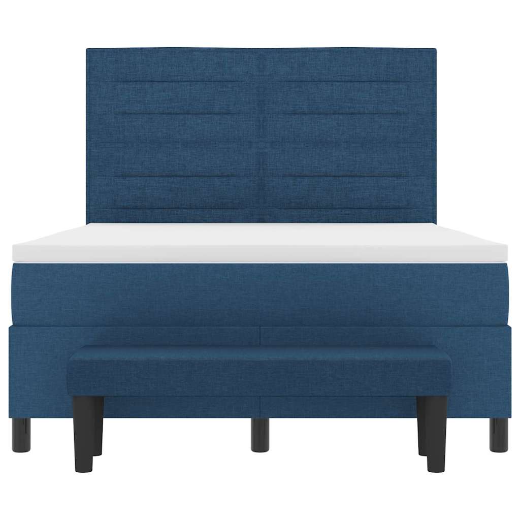 Κρεβάτι με ελατήρια με κεφαλάρι Μπλε 140 x 190 cm ύφασμα