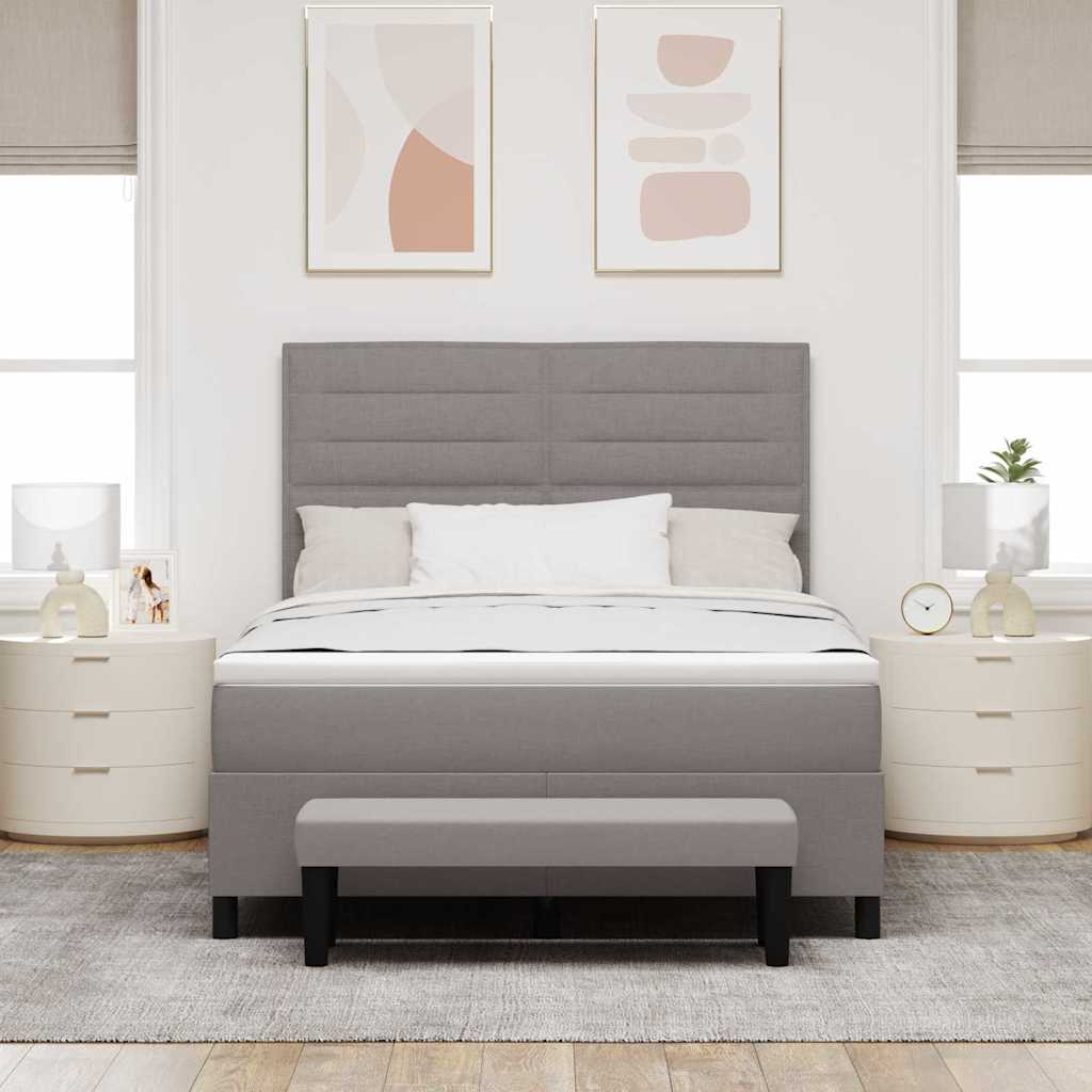 Κρεβάτι με ελατήρια με στρώμα Taupe 140 x 200 cm ύφασμα - Pakobazaar