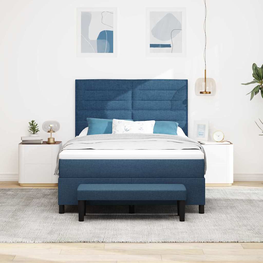 Κρεβάτι με ελατήρια με στρώμα Μπλε 140 x 200 cm ύφασμα - Pakobazaar