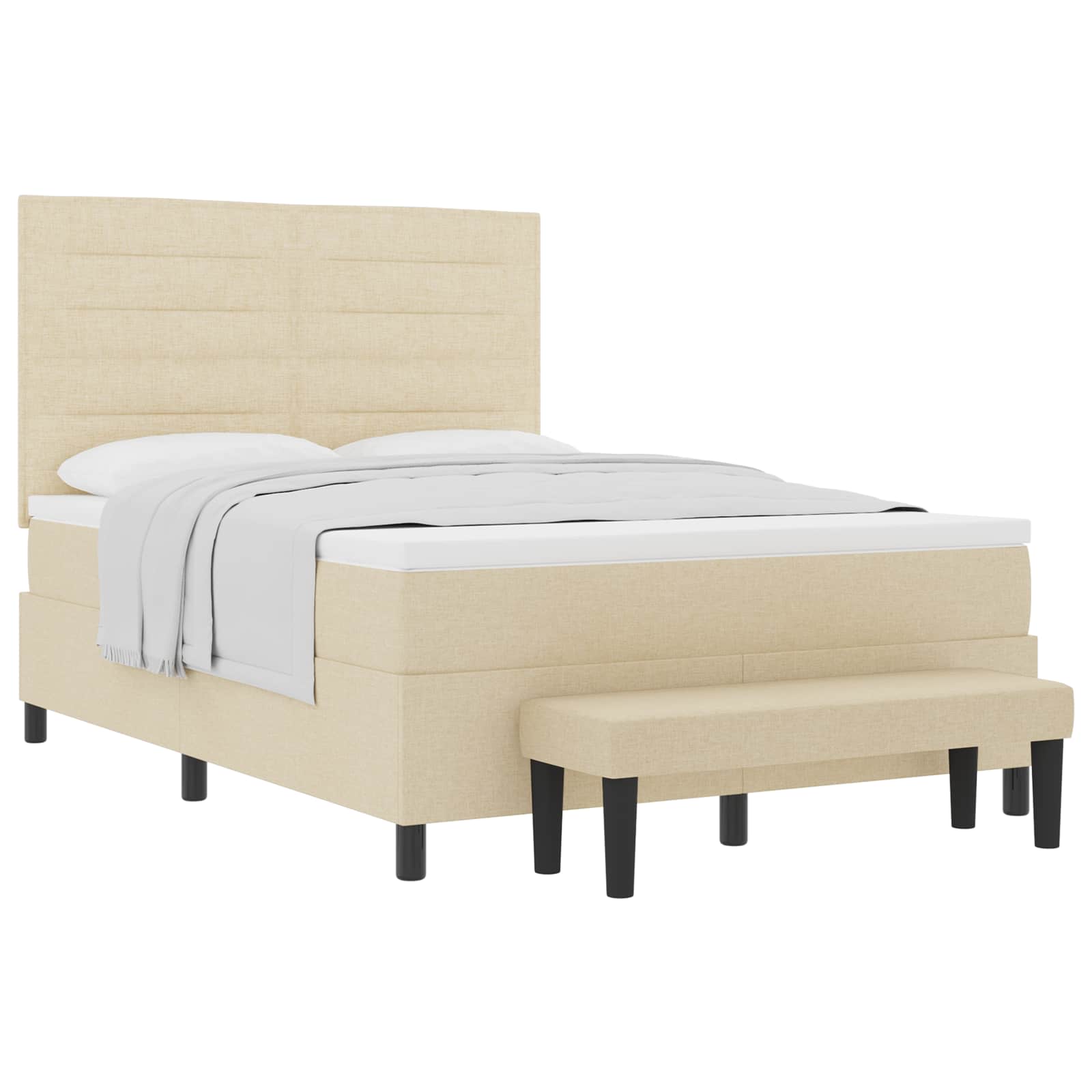 Κρεβάτι με ελατήρια με κεφαλάρι Κρεμ 160 x 200 cm ύφασμα - Pakobazaar