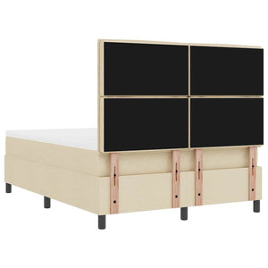 Κρεβάτι με ελατήρια με κεφαλάρι Κρεμ 160 x 200 cm ύφασμα - Pakobazaar