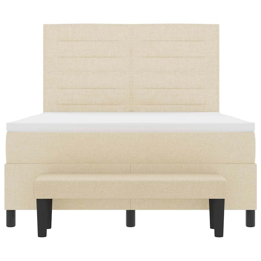 Κρεβάτι με ελατήρια με κεφαλάρι Κρεμ 160 x 200 cm ύφασμα - Pakobazaar