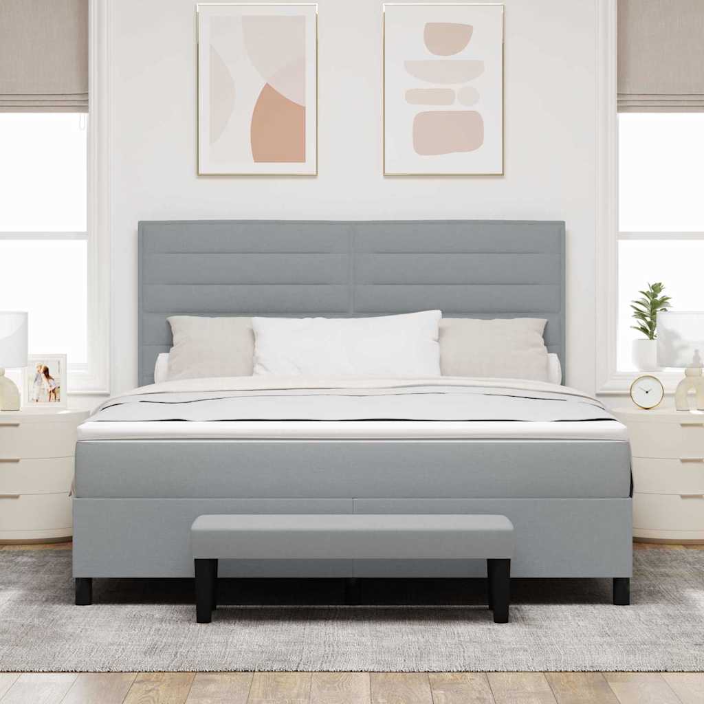 Κρεβάτι με ελατήρια Ανοιχτό γκρι 180 x 200 cm ύφασμα - Pakobazaar