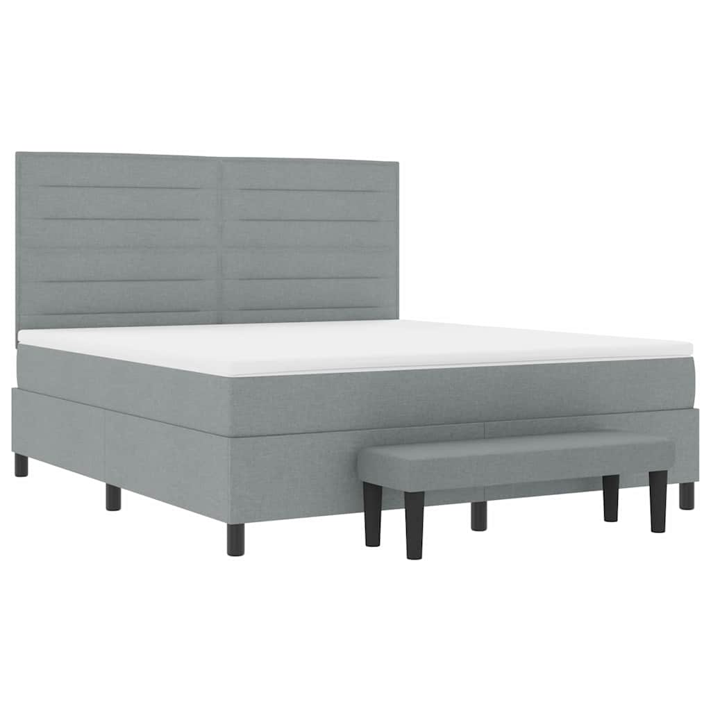 Κρεβάτι με ελατήρια Ανοιχτό γκρι 180 x 200 cm ύφασμα - Pakobazaar
