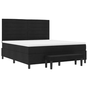 Κρεβάτι με ελατήρια με στρώμα Μαύρο 180 x 200 cm ύφασμα - Pakobazaar