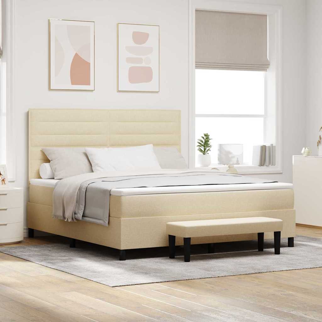 Κρεβάτι με ελατήρια με μαξιλάρι Κρεμ 180 x 200 cm ύφασμα