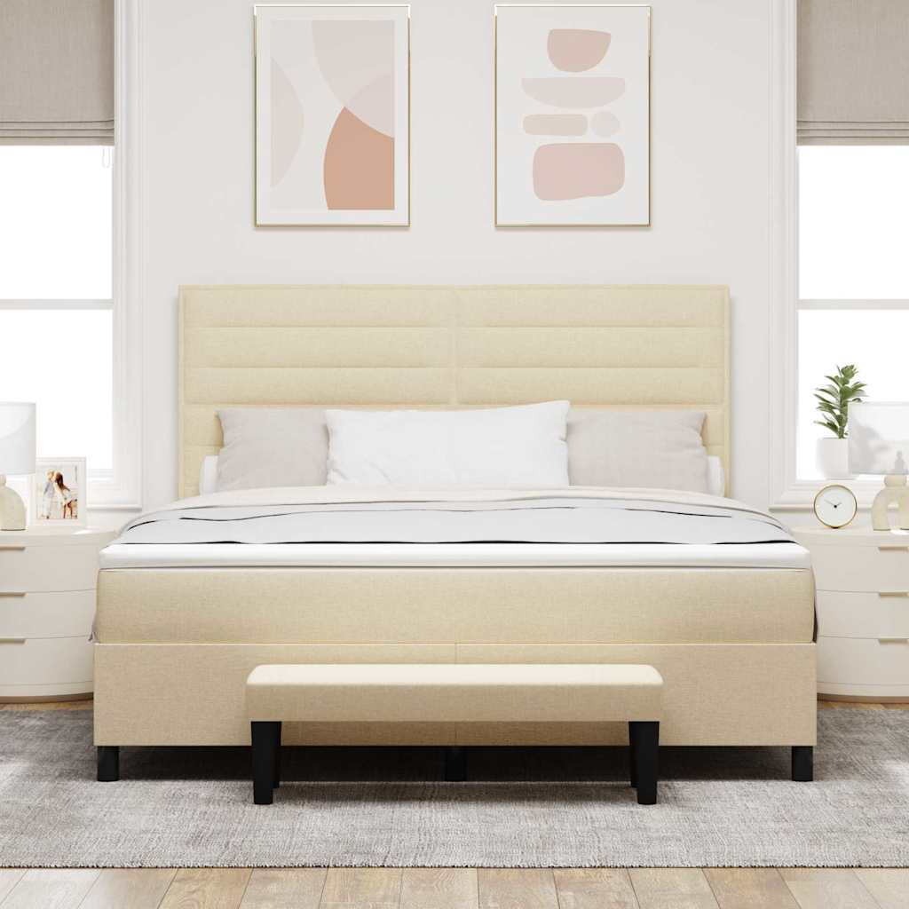 Κρεβάτι με ελατήρια με μαξιλάρι Κρεμ 180 x 200 cm ύφασμα