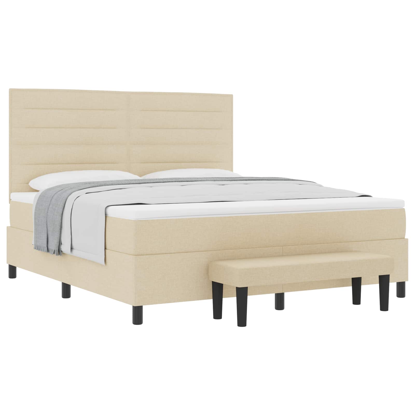 Κρεβάτι με ελατήρια με στρώμα Κρεμ 180 x 200 cm ύφασμα - Pakobazaar