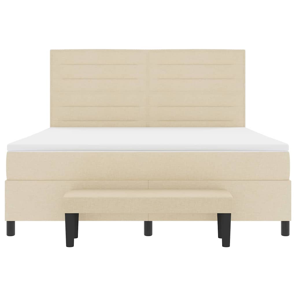 Κρεβάτι με ελατήρια με μαξιλάρι Κρεμ 180 x 200 cm ύφασμα