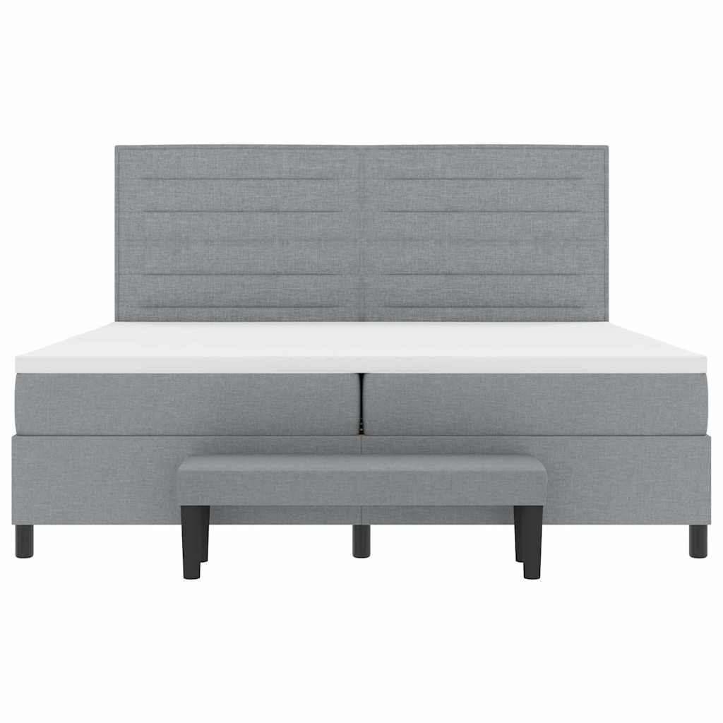 Κρεβάτι με ελατήρια Ανοιχτό γκρι 200 x 200 cm ύφασμα