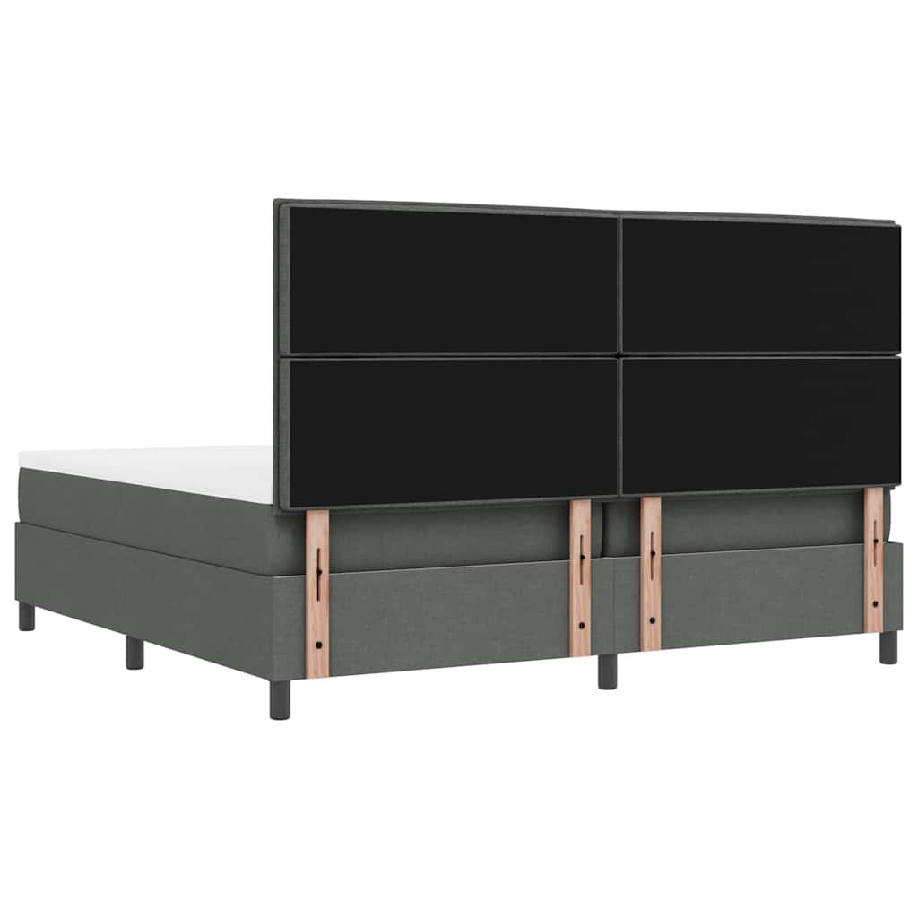 Κρεβάτι με ελατήρια με στρώμα Σκούρο Γκρι 200 x 200 cm ύφασμα - Pakobazaar