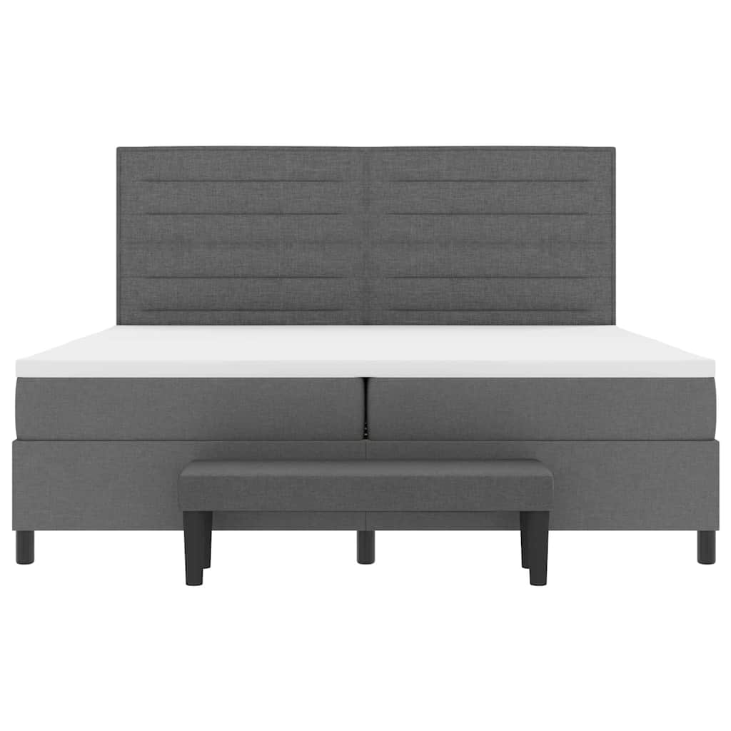 Κρεβάτι με ελατήρια με στρώμα Σκούρο Γκρι 200 x 200 cm ύφασμα - Pakobazaar