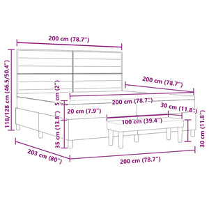 Κρεβάτι με ελατήρια με στρώμα Σκούρο Καφέ 200 x 200 cm ύφασμα - Pakobazaar