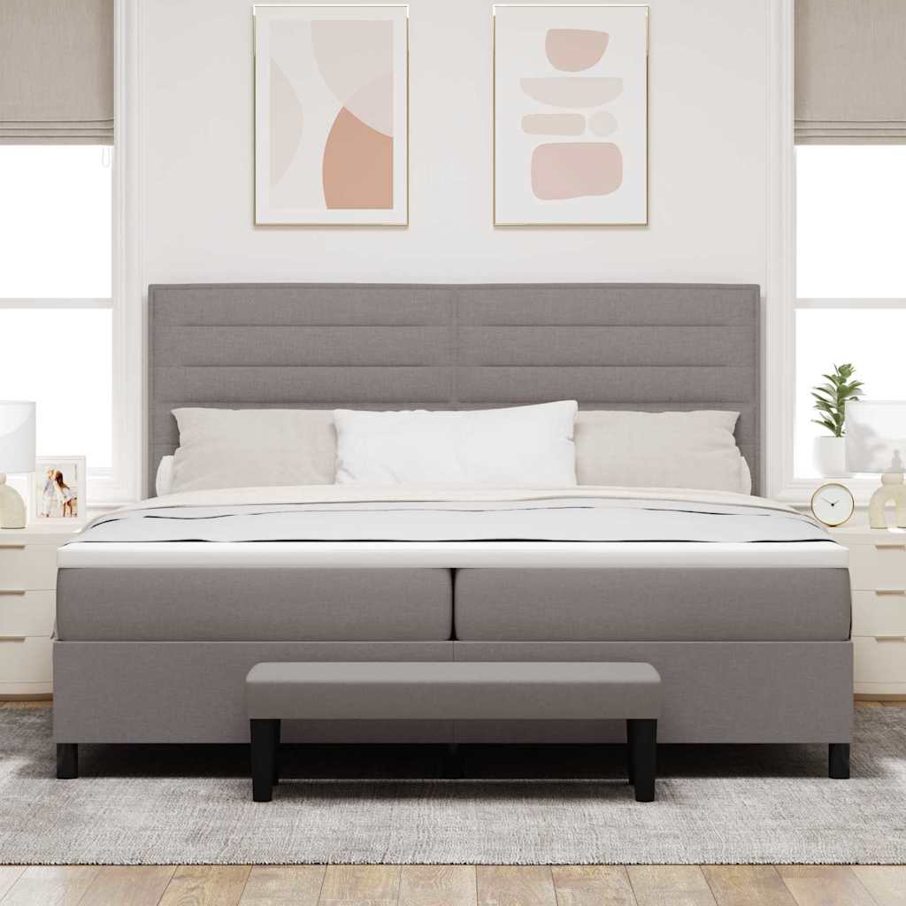 Κρεβάτι με ελατήρια με στρώμα Taupe 200 x 200 cm ύφασμα - Pakobazaar