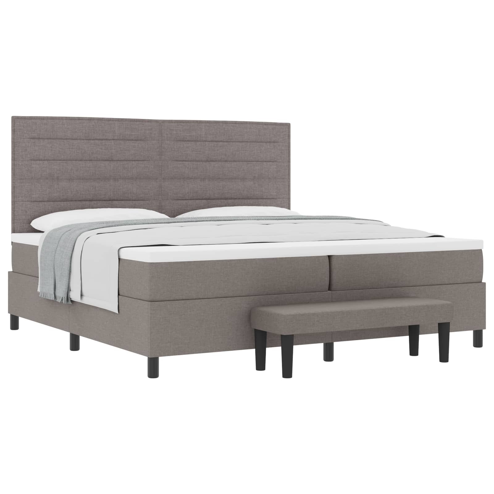 Κρεβάτι με ελατήρια με στρώμα Taupe 200 x 200 cm ύφασμα - Pakobazaar