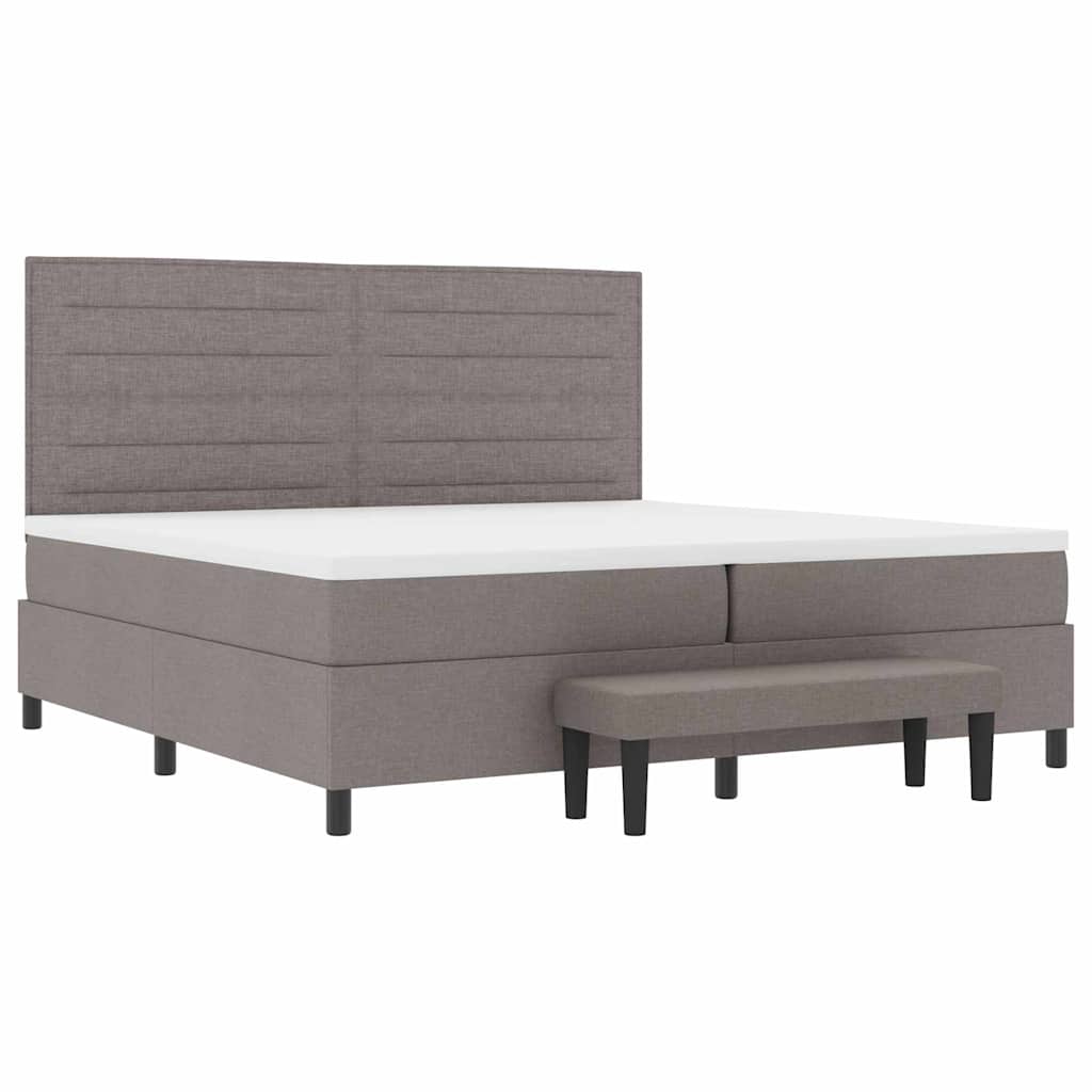 Κρεβάτι με ελατήρια με στρώμα Taupe 200 x 200 cm ύφασμα - Pakobazaar