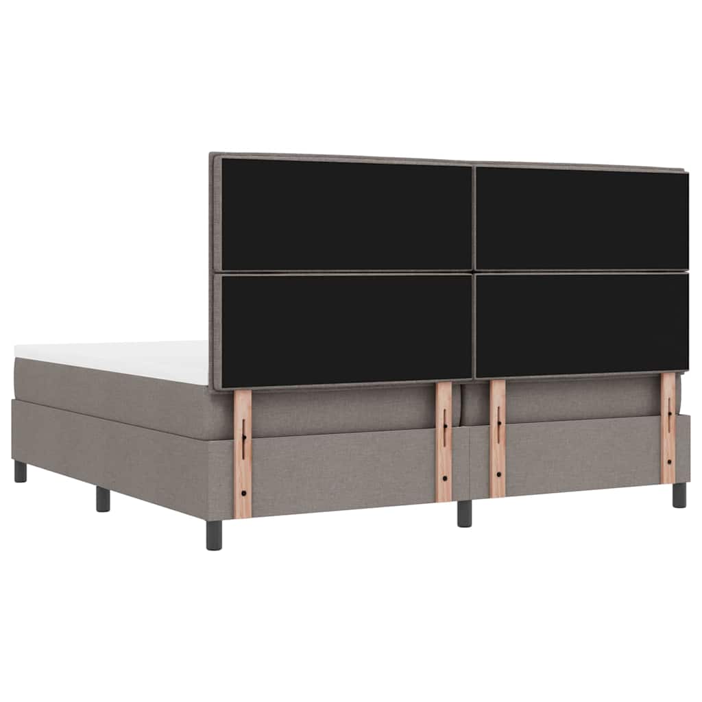 Κρεβάτι με ελατήρια με στρώμα Taupe 200 x 200 cm ύφασμα - Pakobazaar