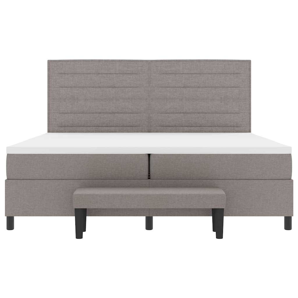 Κρεβάτι με ελατήρια με στρώμα Taupe 200 x 200 cm ύφασμα - Pakobazaar