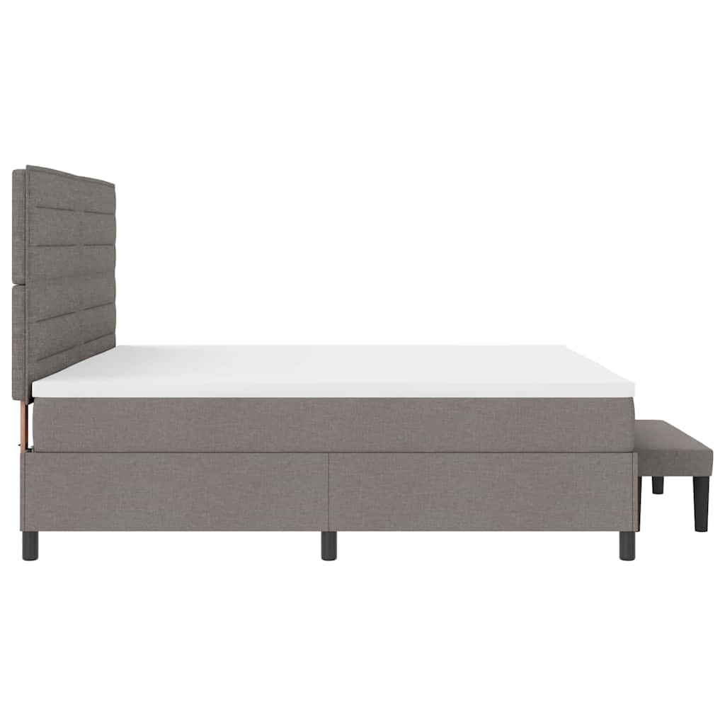 Κρεβάτι με ελατήρια με στρώμα Taupe 200 x 200 cm ύφασμα - Pakobazaar