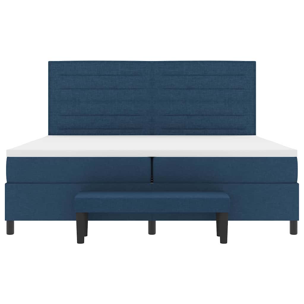 Κρεβάτι με ελατήρια με στρώμα Μπλε 200 x 200 cm ύφασμα - Pakobazaar