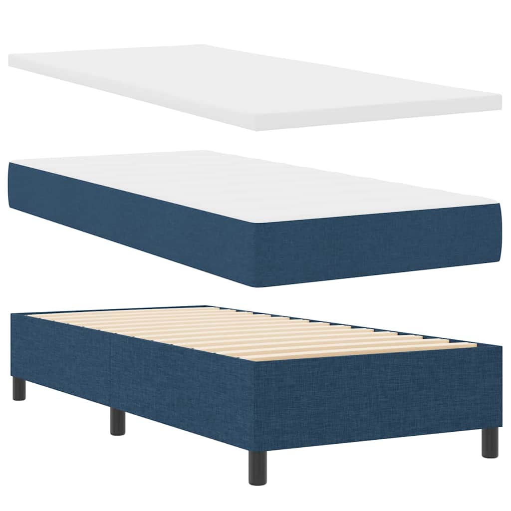 Κρεβάτι με ελατήρια με κεφαλάρι Μπλε 90 x 200 cm ύφασμα - Pakobazaar