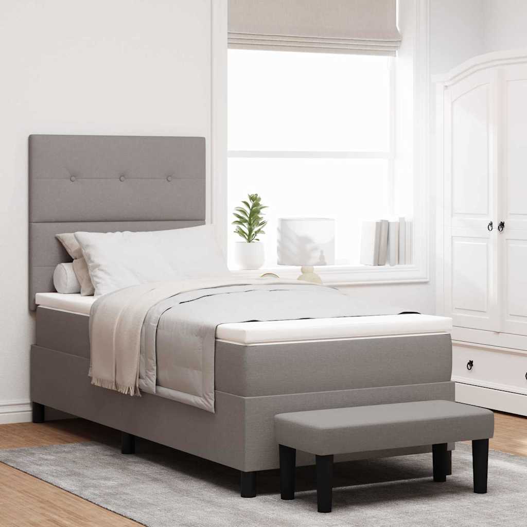 Κρεβάτι με ελατήρια με στρώμα Taupe 100 x 200 cm ύφασμα - Pakobazaar