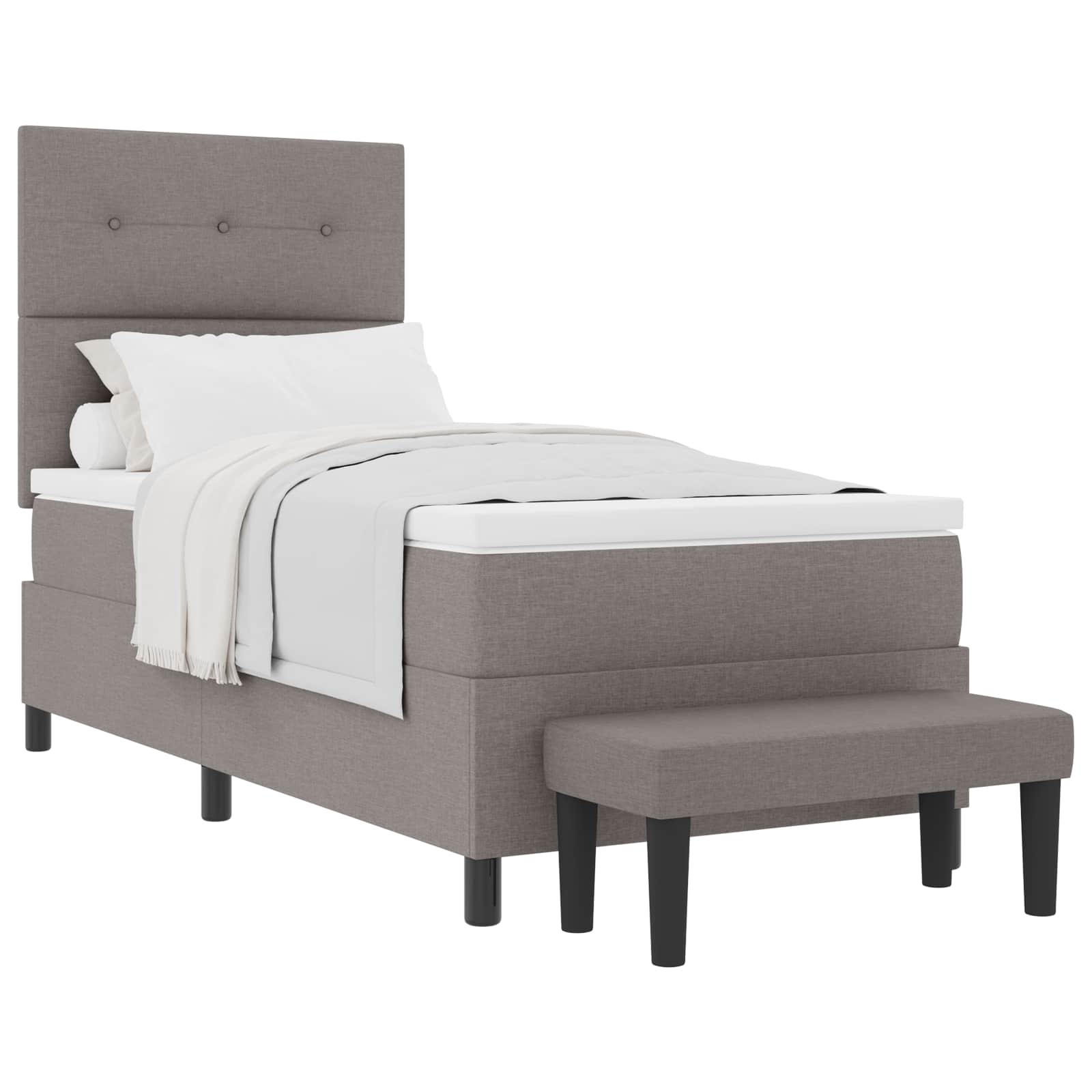 Κρεβάτι με ελατήρια με στρώμα Taupe 100 x 200 cm ύφασμα - Pakobazaar