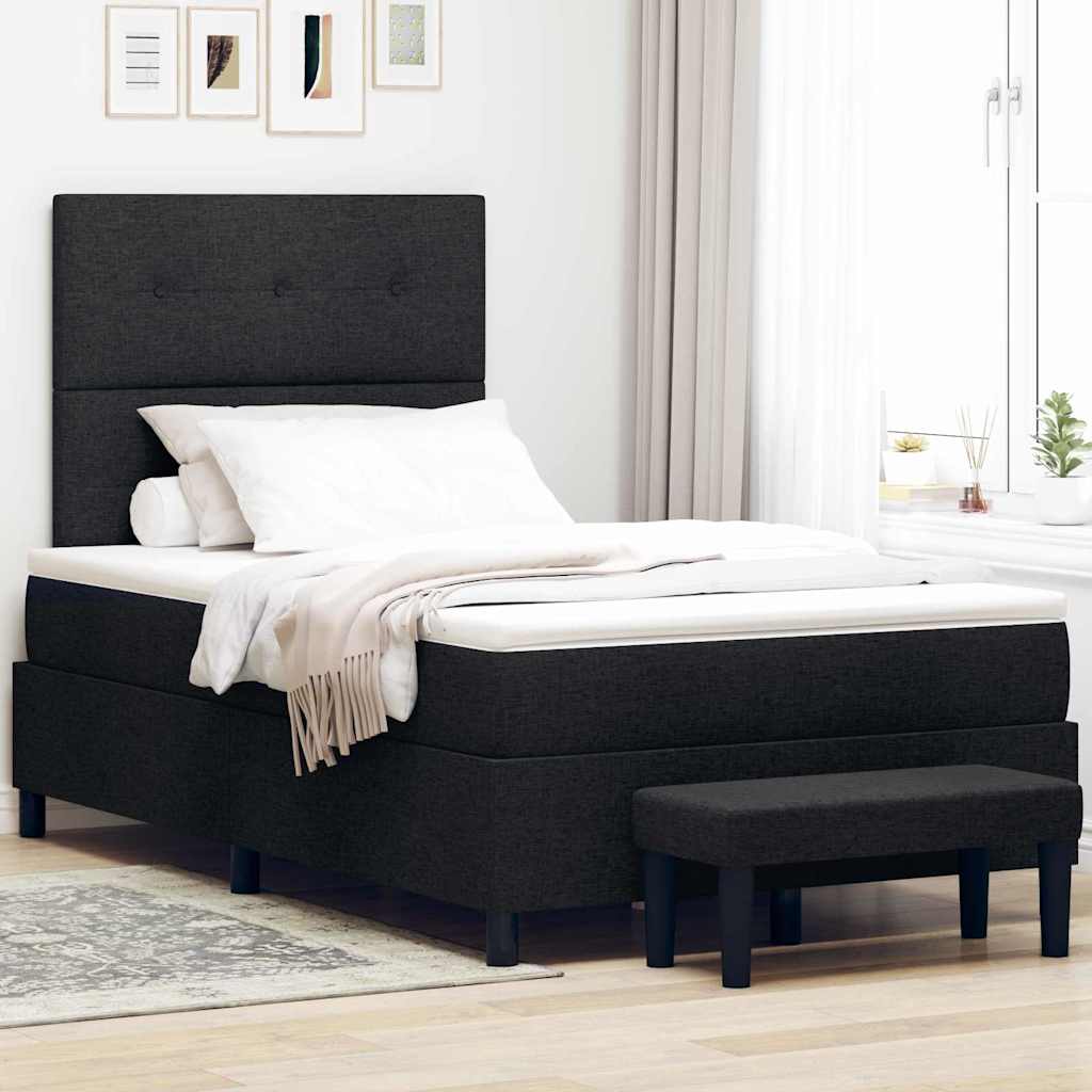 Κρεβάτι με ελατήρια με μαξιλάρι Μαύρο 120 x 190 cm ύφασμα - Pakobazaar