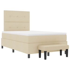Κρεβάτι με ελατήρια με κεφαλάρι Κρεμ 120 x 200 cm ύφασμα