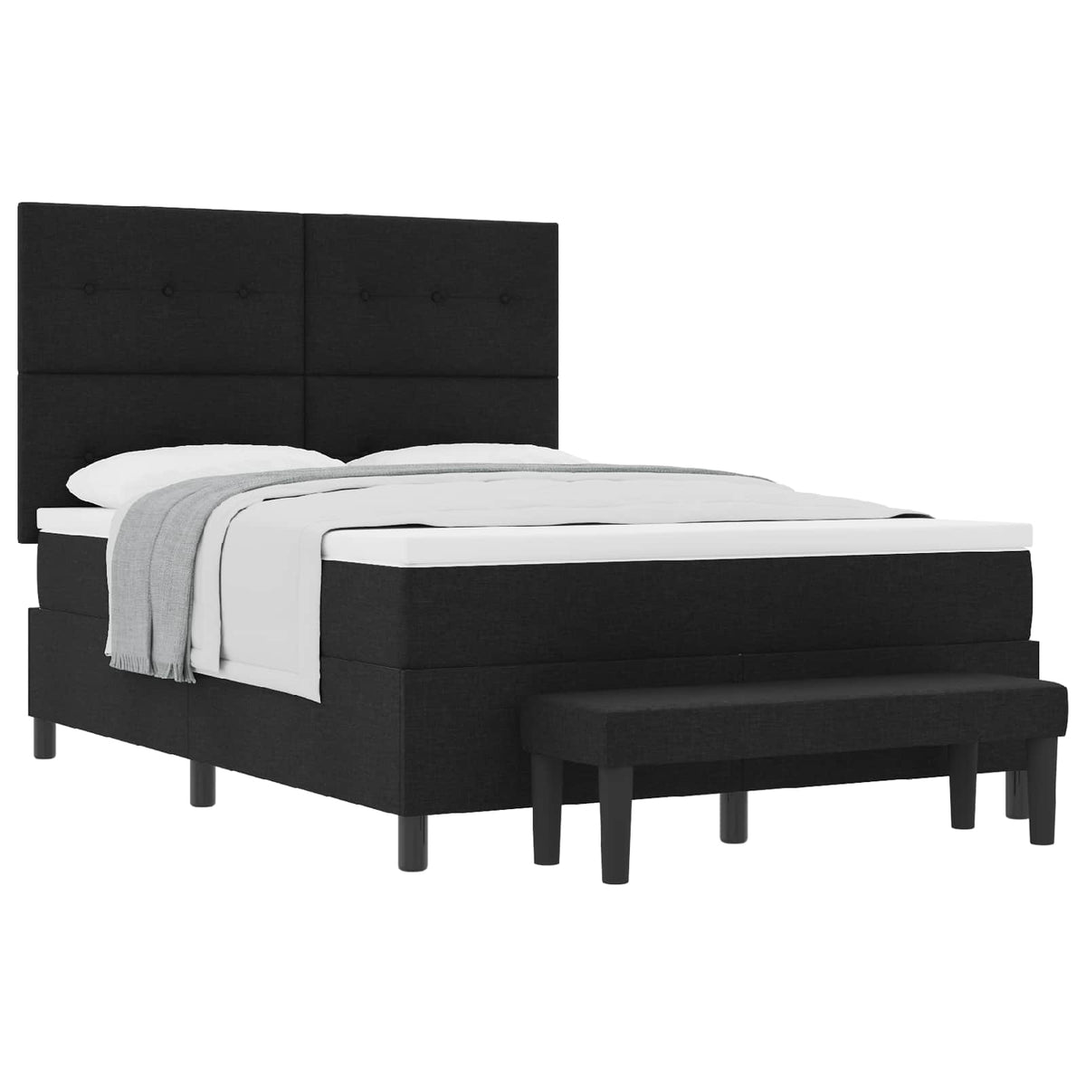 Κρεβάτι με ελατήρια με κεφαλάρι Μαύρο 140 x 190 cm ύφασμα - Pakobazaar