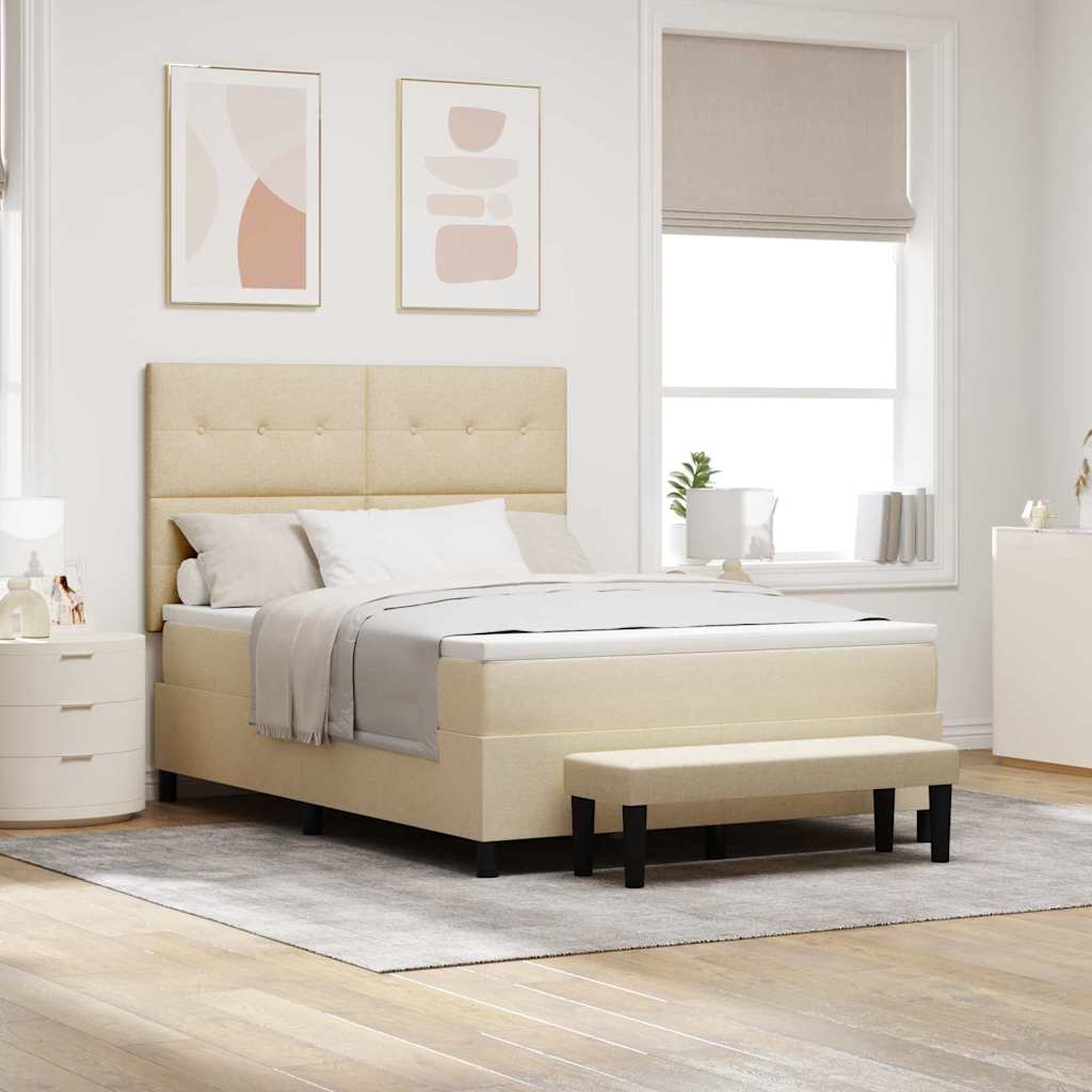 Κρεβάτι με ελατήρια με στρώμα Κρεμ 140 x 190 cm ύφασμα - Pakobazaar