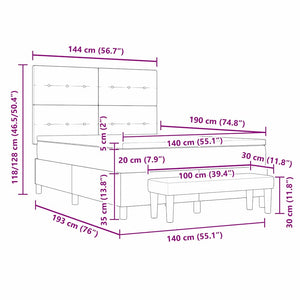 Κρεβάτι με ελατήρια με στρώμα Μπλε 140 x 190 cm ύφασμα - Pakobazaar