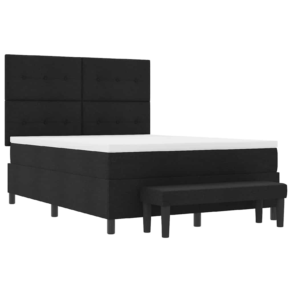 Κρεβάτι με ελατήρια με κεφαλάρι Μαύρο 140 x 200 cm ύφασμα - Pakobazaar
