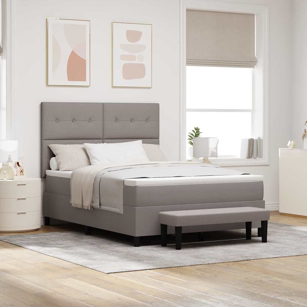 Κρεβάτι με ελατήρια με κεφαλάρι Taupe 140 x 200 cm ύφασμα - Pakobazaar