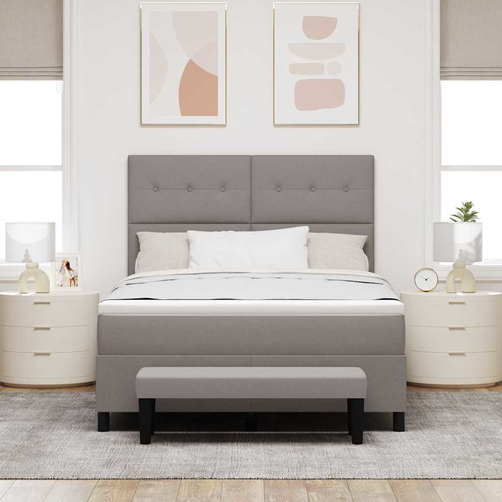 Κρεβάτι με ελατήρια με κεφαλάρι Taupe 140 x 200 cm ύφασμα - Pakobazaar