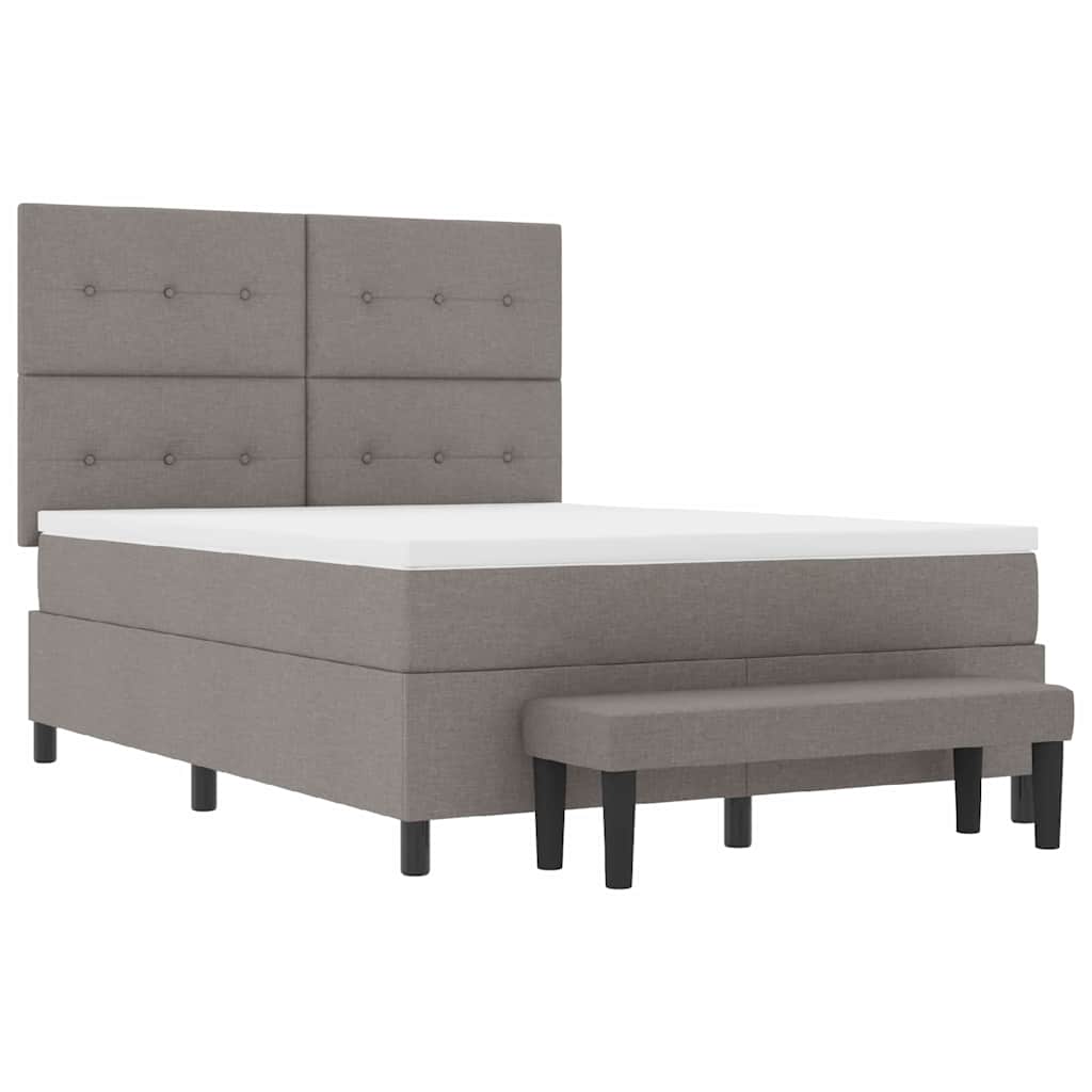 Κρεβάτι με ελατήρια με κεφαλάρι Taupe 140 x 200 cm ύφασμα - Pakobazaar