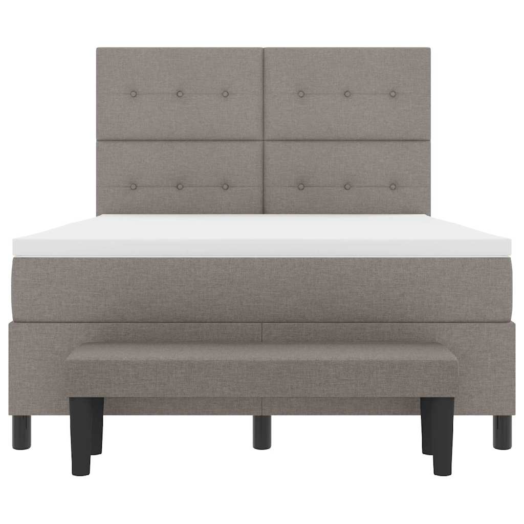 Κρεβάτι με ελατήρια με κεφαλάρι Taupe 140 x 200 cm ύφασμα - Pakobazaar