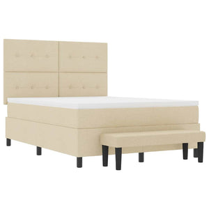 Κρεβάτι με ελατήρια με κεφαλάρι Κρεμ 140 x 200 cm ύφασμα