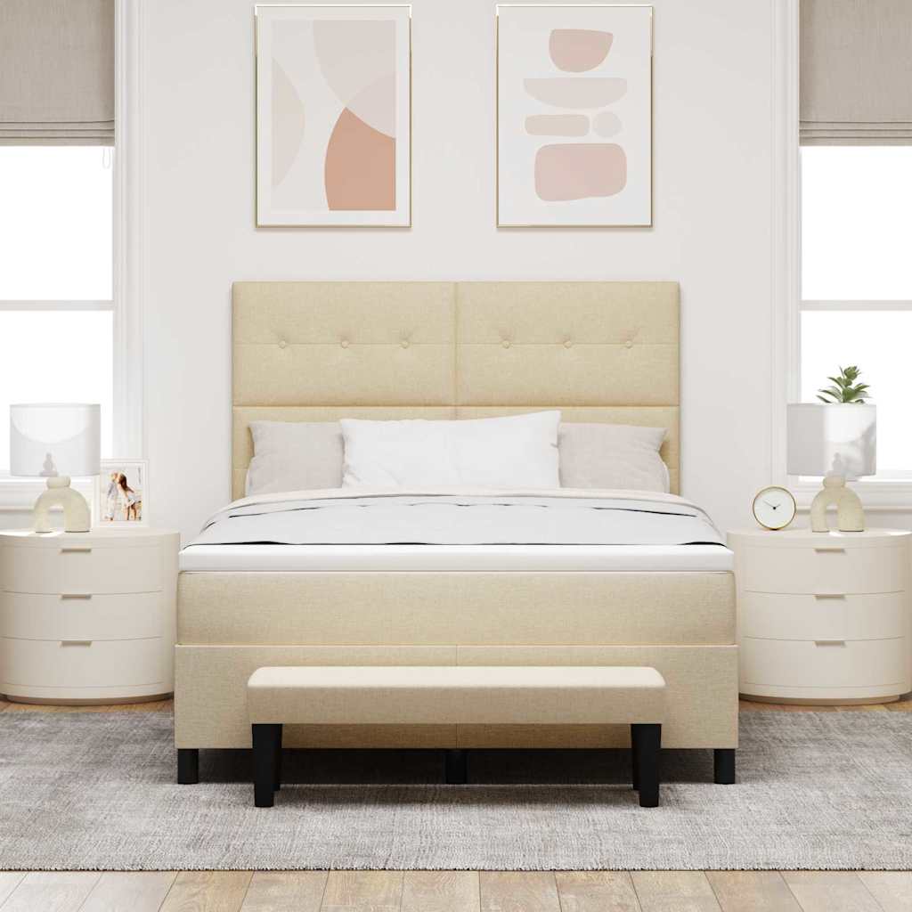 Κρεβάτι με ελατήρια με στρώμα Κρεμ 160 x 200 cm ύφασμα - Pakobazaar